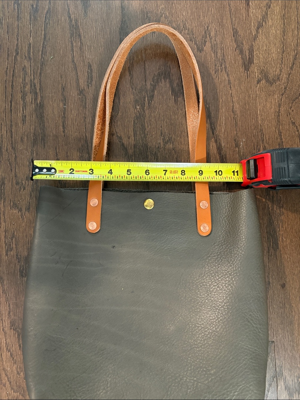 KMM&Co small tote shoulder straps gray leather tan strap - Picture 8 of 8
